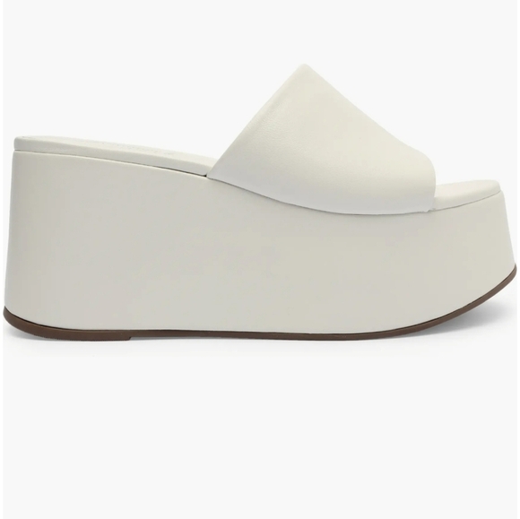 SHUTZ Marih Nappa Leather Platform Sandals In White. Size 8 - Picture 5 of 14